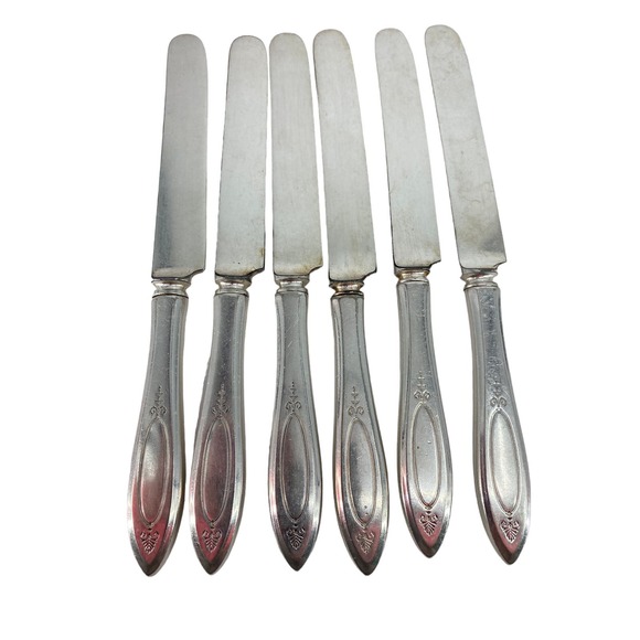 Set 6 ADAM Oneida Community Plate ADAM silverplate table butter knife Monogramed - Picture 2 of 3